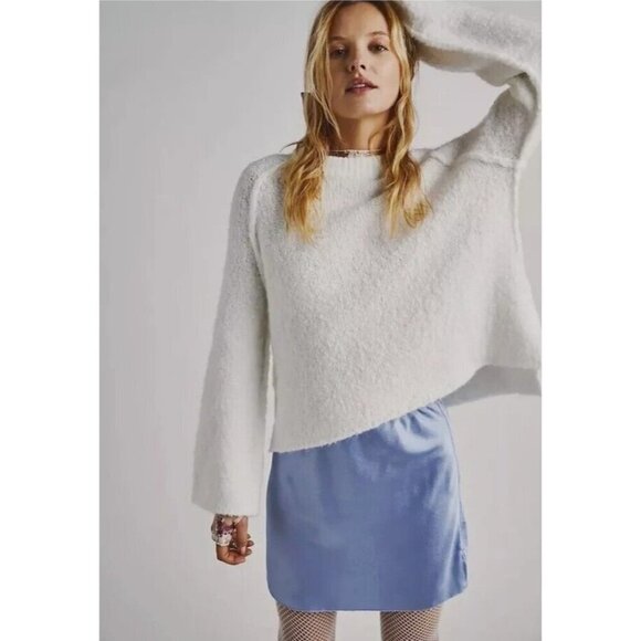 Free People BFF Solid Cocoon Solid Crew Sweater Jumper Ivory Cream Size M - Picture 1 of 6